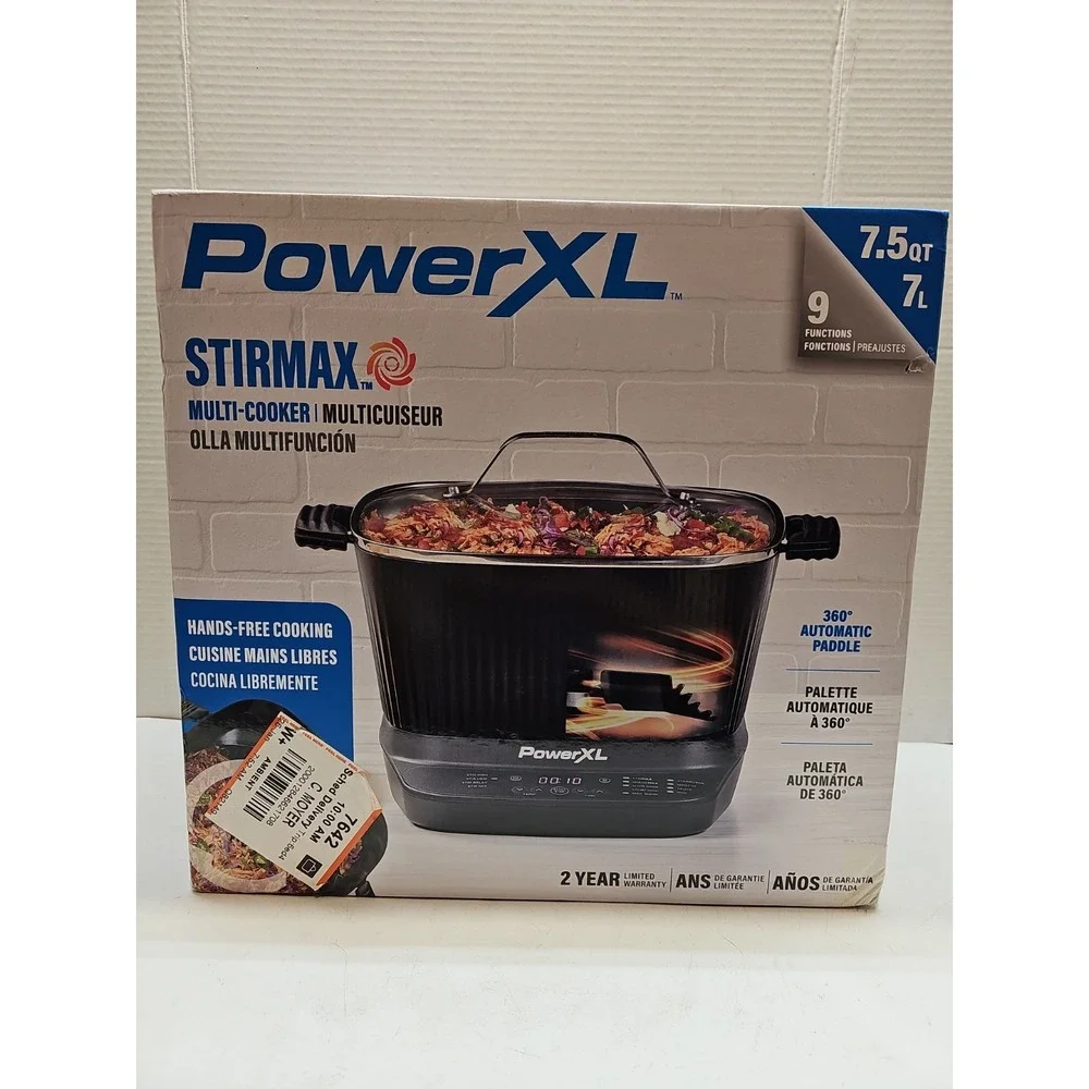 Power XL StirMax 7.5 Qt Multi-Cooker with Auto Stir/Shred Paddle w/ 9 PresetsNew